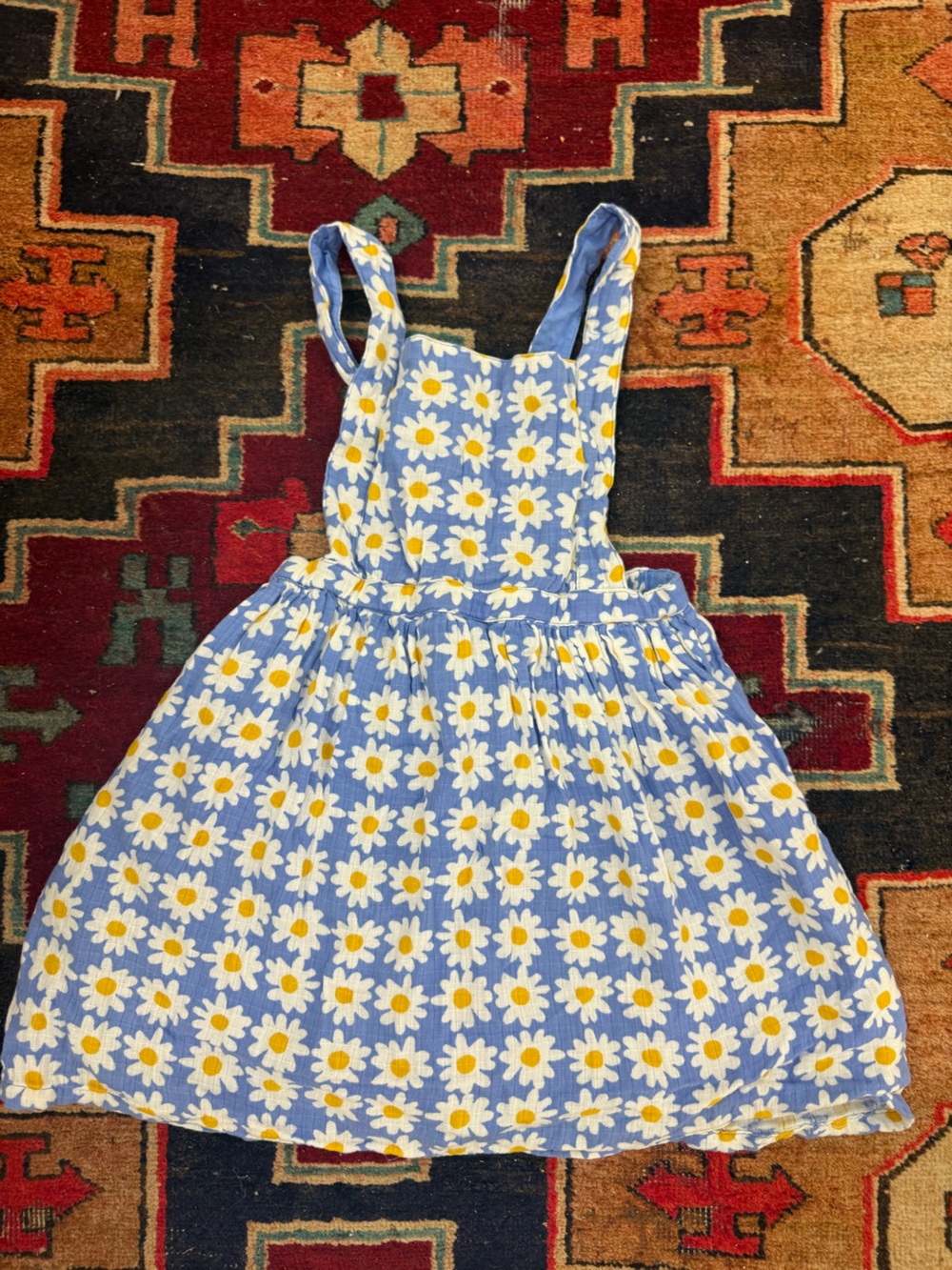 Shabby Chic Blue Dress with White & Yellow Daisy Print